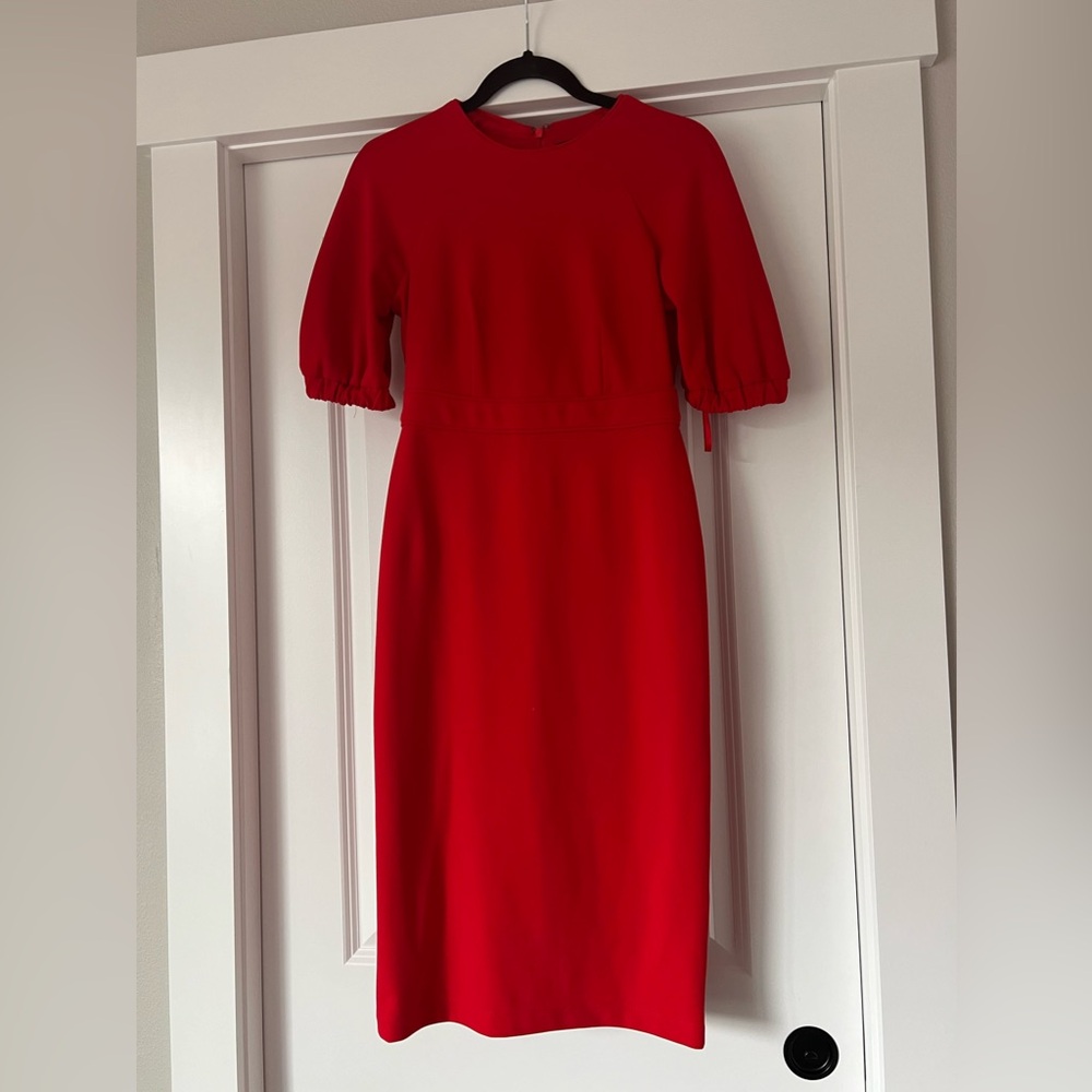 Maggy London Red Puff Sleeve Pencil Dress Size 0